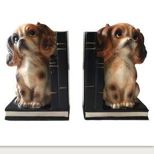 Vintage cocker spaniel hand painted book-ends